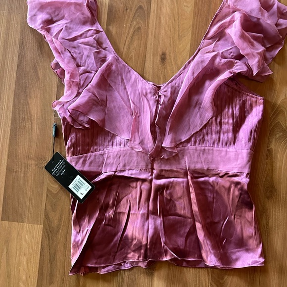 THRDUP- NWT Daisy Fuentes mauve silk top size L Large - Picture 2 of 7